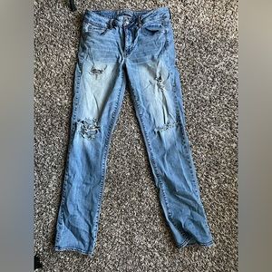 American Eagle Ripped Straight Leg Denim Jeans Size 12